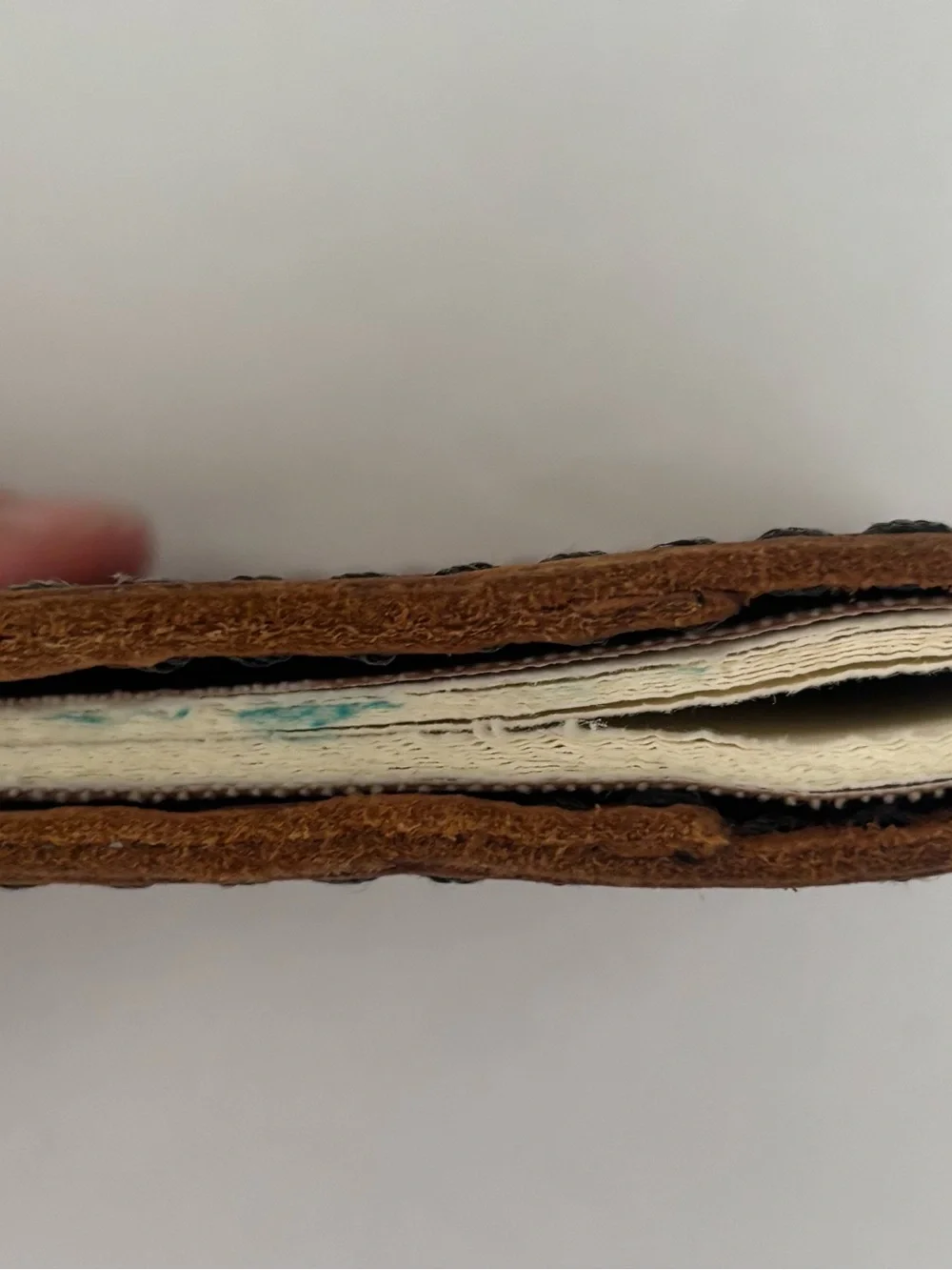 Artisan Made Leather Pocket Journal Notebook Stitched Edges Blank Patina Brown